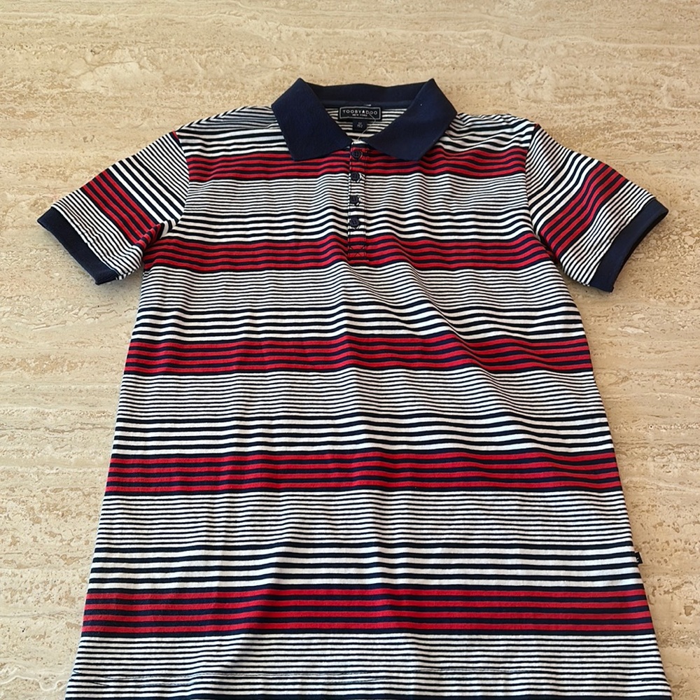 NWT Toobydoo Red And Navy Striped Polo (boy’s size 12)